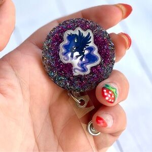 Princess Luna My Little Pony Glitter Handmade Resin Nurse Badge Reel